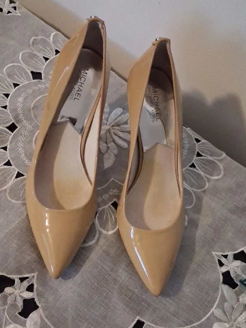 Michael Kors Nude Patent Leather Pointed Toe Pumps